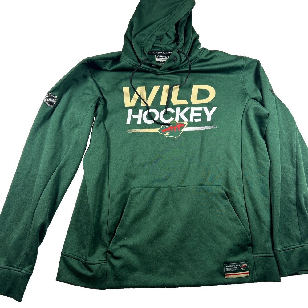 Minnesota Wild Authentic Pro Fanatics Hoodie Mens Large Green NHL Pullover L